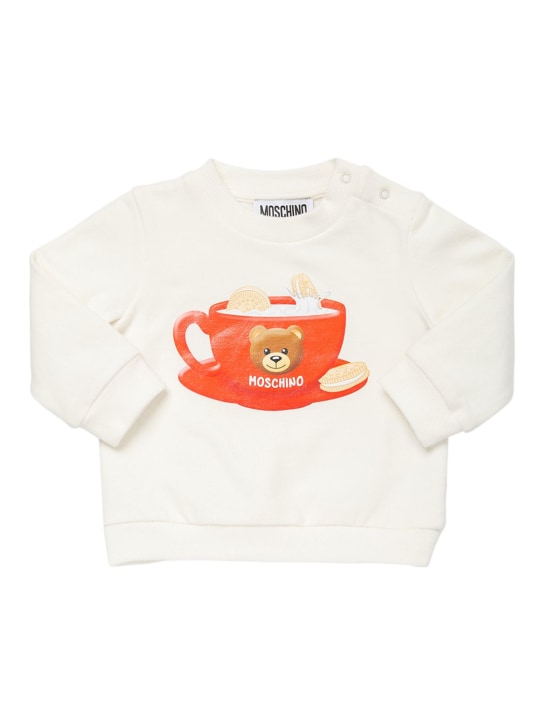 Moschino: Rubberized cotton sweatshirt w/logo - kids-girls_0 | Luisa Via Roma