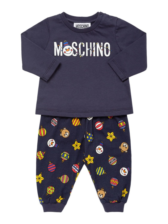 Moschino: Pantalones y camiseta de algodón jersey estampado - kids-boys_0 | Luisa Via Roma