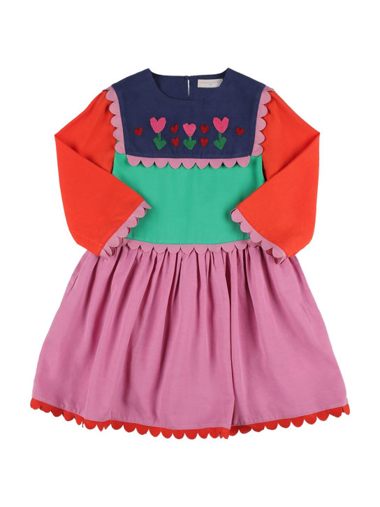 Stella Mccartney Kids: Color block viscose dress - Çok Renkli - kids-girls_0 | Luisa Via Roma