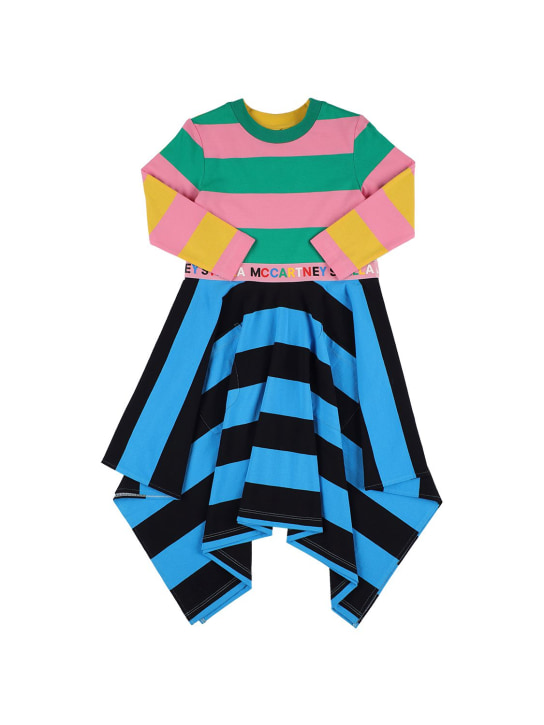 Stella Mccartney Kids: Striped organic cotton dress - Çok Renkli - kids-girls_0 | Luisa Via Roma