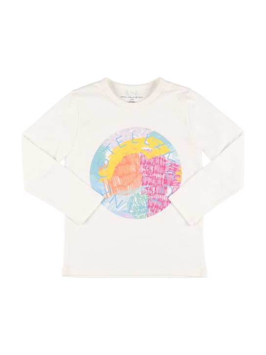 Stella Mccartney Kids: Logo print organic cotton t-shirt - Weiß - kids-girls_0 | Luisa Via Roma