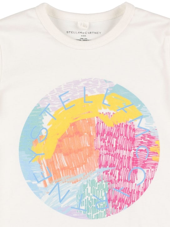 Stella Mccartney Kids: Logo print organic cotton t-shirt - Beyaz - kids-girls_1 | Luisa Via Roma