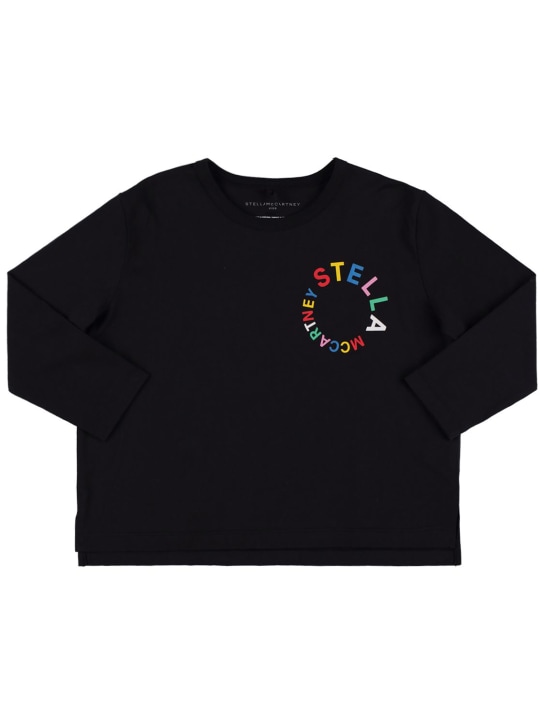 Stella Mccartney Kids: Logo print organic cotton t-shirt - kids-girls_0 | Luisa Via Roma