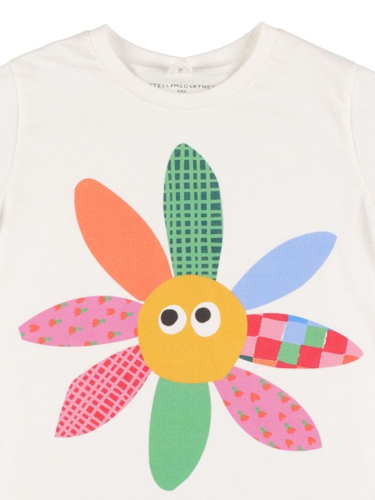 Stella Mccartney Kids: T-shirt in cotone organico con stampa - Bianco - kids-girls_1 | Luisa Via Roma