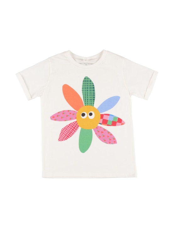 Stella Mccartney Kids: Print organic cotton t-shirt - Beyaz - kids-girls_0 | Luisa Via Roma