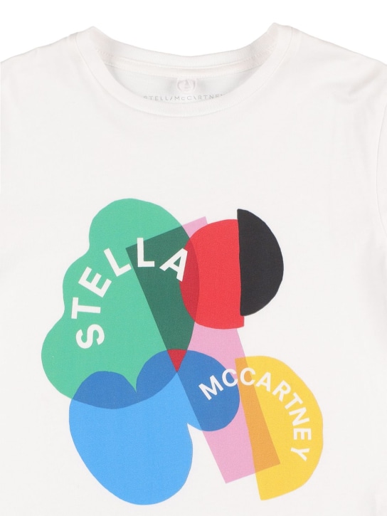 Stella Mccartney Kids: Printed organic cotton t-shirt - Beyaz - kids-girls_1 | Luisa Via Roma