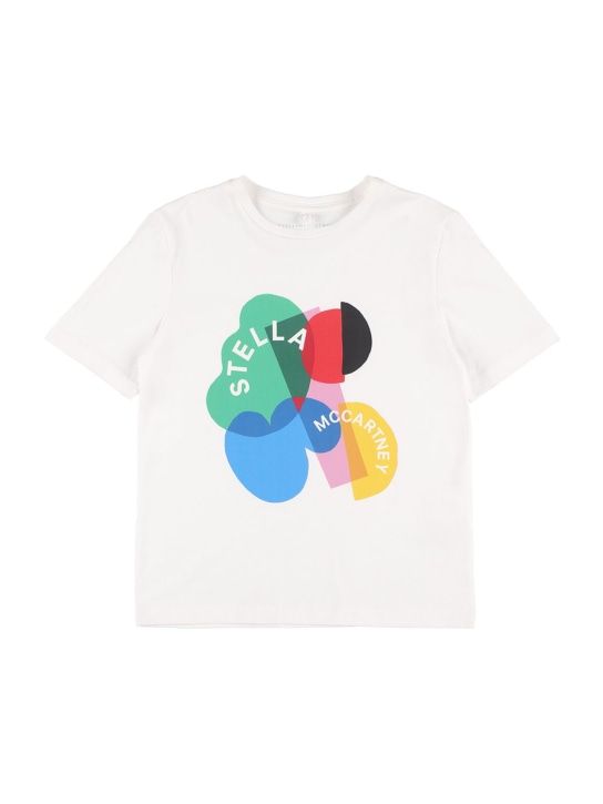 Stella Mccartney Kids: Printed organic cotton t-shirt - Beyaz - kids-girls_0 | Luisa Via Roma