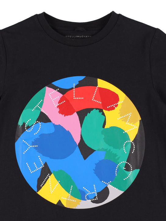 Stella Mccartney Kids: T-shirt en coton biologique imprimé - Noir - kids-girls_1 | Luisa Via Roma