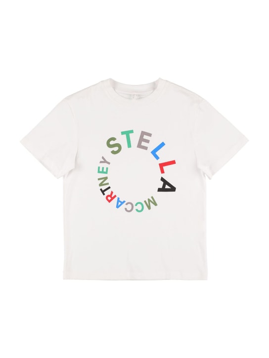 Stella Mccartney Kids: 프린트 오가닉 코튼 티셔츠 - 화이트 - kids-girls_0 | Luisa Via Roma