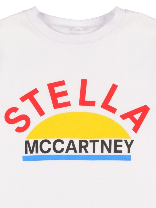 Stella Mccartney Kids: Printed organic cotton cropped t-shirt - Weiß - kids-girls_1 | Luisa Via Roma