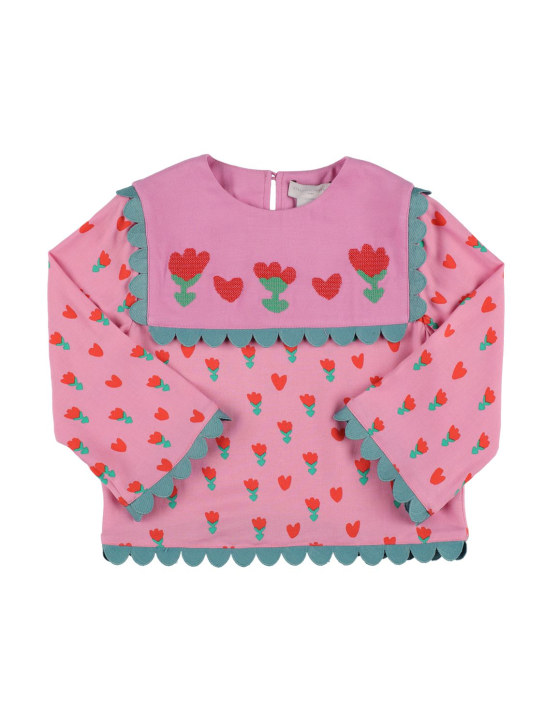 Stella Mccartney Kids: 프린트 비스코스 셔츠 - 핑크 - kids-girls_0 | Luisa Via Roma