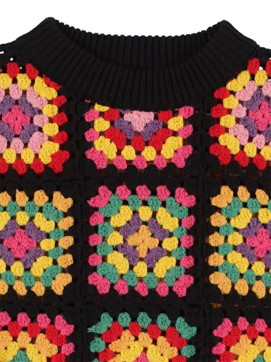 Stella Mccartney Kids: Organic cotton blend knit sweater - Schwarz - kids-girls_1 | Luisa Via Roma