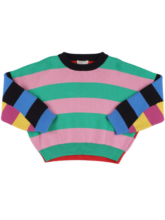 Stella Mccartney Kids: Striped organic cotton & wool sweater - Renkli - kids-girls_0 | Luisa Via Roma