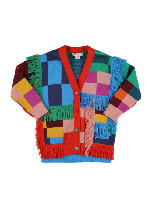 Stella Mccartney Kids: Printed organic cotton knit cardigan - Multicolor - kids-girls_0 | Luisa Via Roma