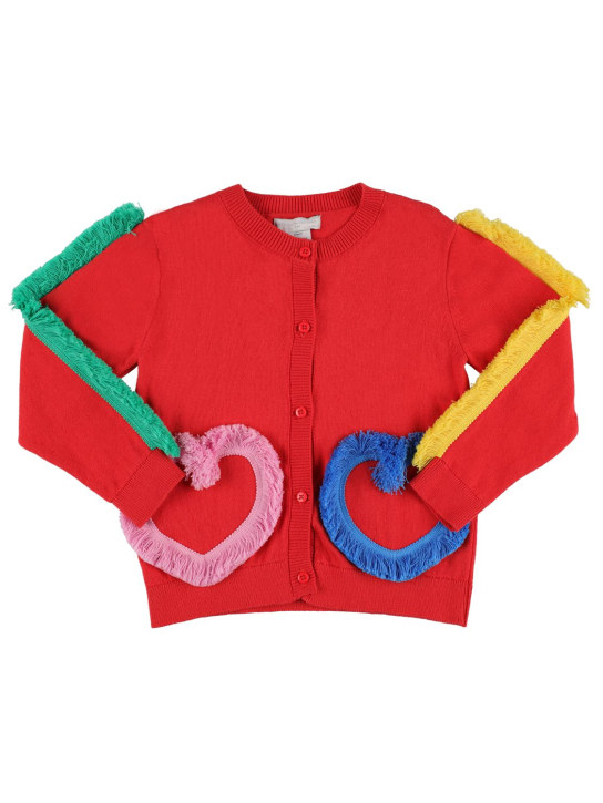 Stella Mccartney Kids: Organic cotton knit cardigan - Red - kids-girls_0 | Luisa Via Roma