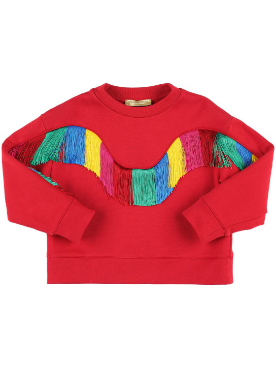 Stella Mccartney Kids: Sweat-shirt en coton organique - Rouge - kids-girls_0 | Luisa Via Roma
