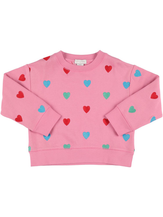 Stella Mccartney Kids: Organic cotton sweatshirt w/ hearts - Pink - kids-girls_0 | Luisa Via Roma