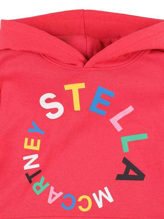 Stella Mccartney Kids: Sweat-shirt court en coton biologique à capuche - Rouge - kids-girls_1 | Luisa Via Roma