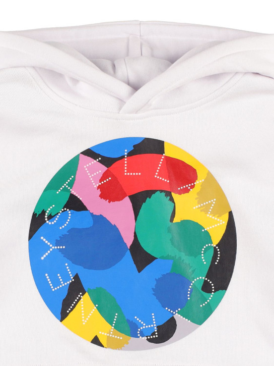Stella Mccartney Kids: Organic cotton cropped hoodie w/logo - Beyaz - kids-girls_1 | Luisa Via Roma