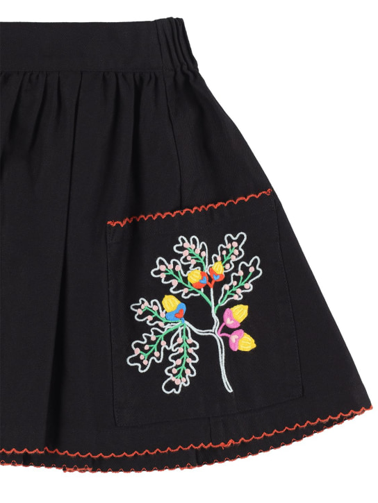 Stella Mccartney Kids: Embroidered organic cotton skirt - Siyah - kids-girls_1 | Luisa Via Roma