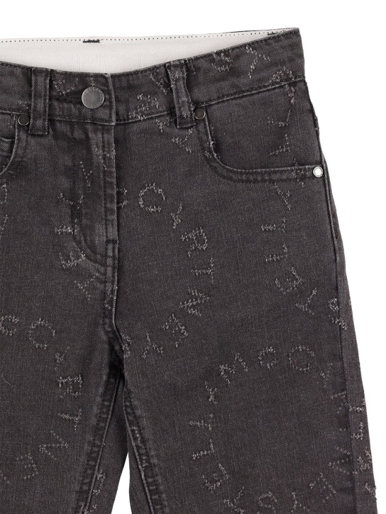 Stella Mccartney Kids: Organic cotton denim jeans w/logo - Black - kids-girls_1 | Luisa Via Roma