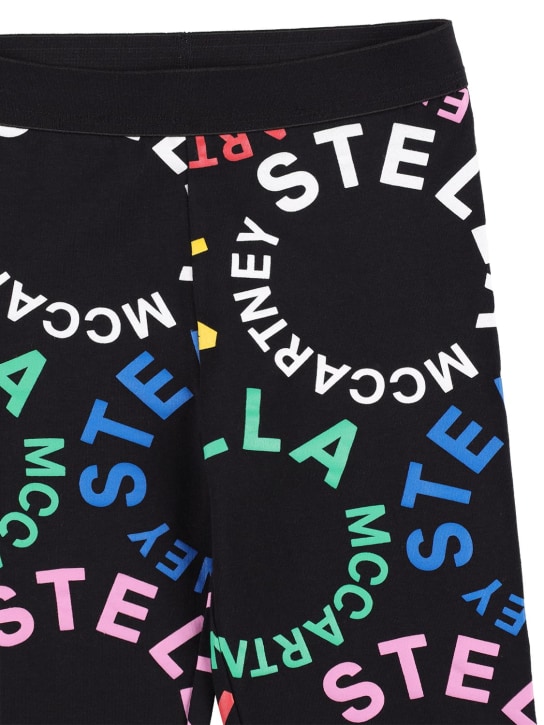 Stella Mccartney Kids: Logo printed organic cotton leggings - Black - kids-girls_1 | Luisa Via Roma