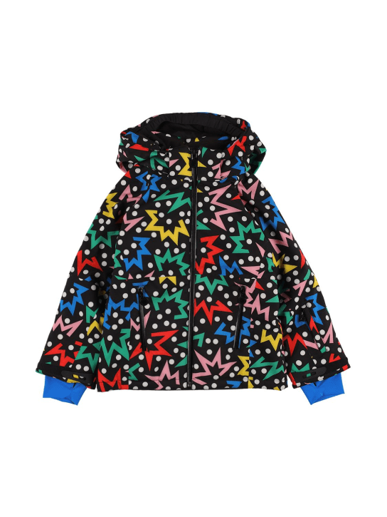Stella Mccartney Kids: Recycled tech printed puffer ski jacket - Black - kids-girls_0 | Luisa Via Roma