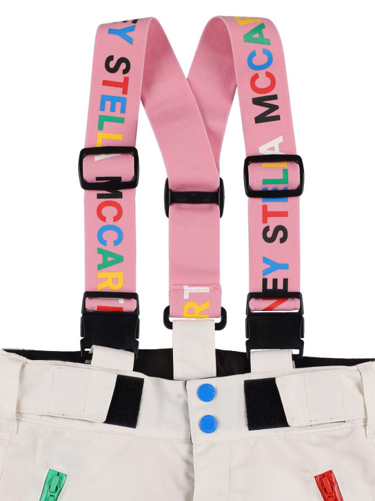 Stella Mccartney Kids: Recycled tech color block down ski pants - Beyaz - kids-girls_1 | Luisa Via Roma