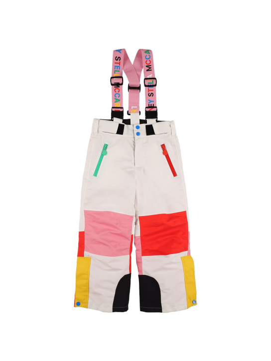 Stella Mccartney Kids: Pantaloni imbottiti sci in techno riciclato - Bianco/Multi - kids-girls_0 | Luisa Via Roma