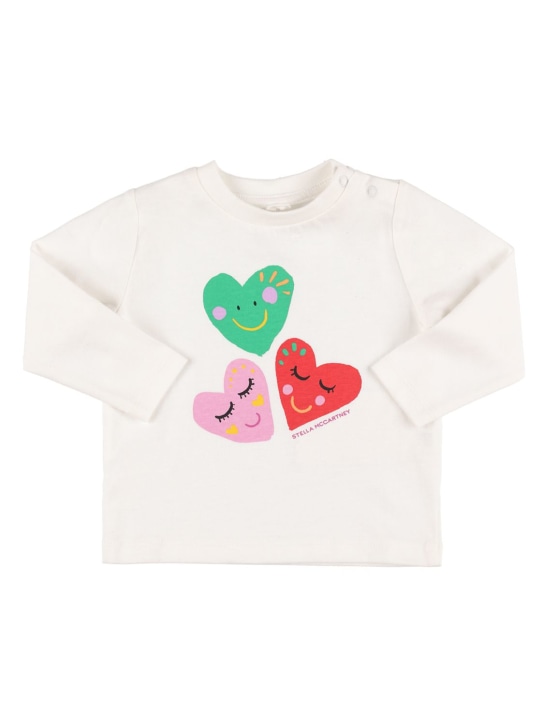 Stella Mccartney Kids: Printed organic cotton jersey t-shirt - Beyaz - kids-girls_0 | Luisa Via Roma