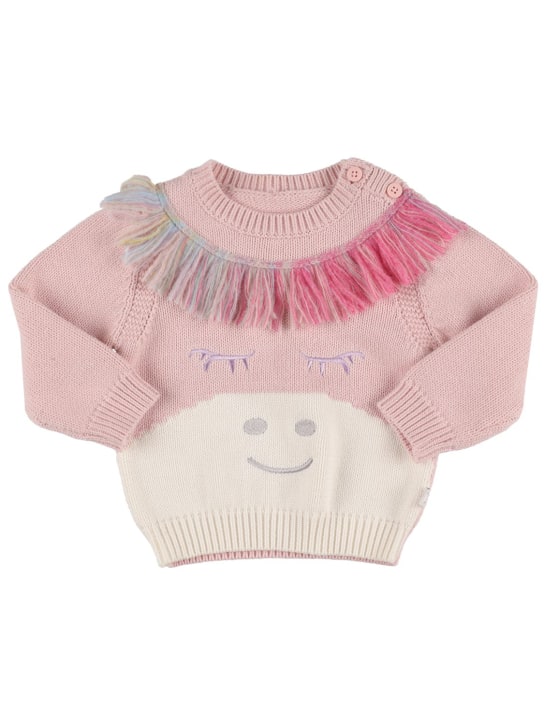 Stella Mccartney Kids: Organic cotton knit sweater - Pink - kids-girls_0 | Luisa Via Roma