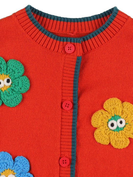 Stella Mccartney Kids: Organic cotton knit cardigan - Orange/Grün - kids-girls_1 | Luisa Via Roma