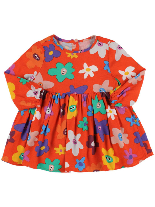 Stella Mccartney Kids: Vestito in viscosa stampata con culotte - Arancione - kids-girls_1 | Luisa Via Roma