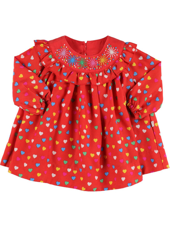 Stella Mccartney Kids: Vestito in viscosa stampata con culotte - Rosso - kids-girls_1 | Luisa Via Roma