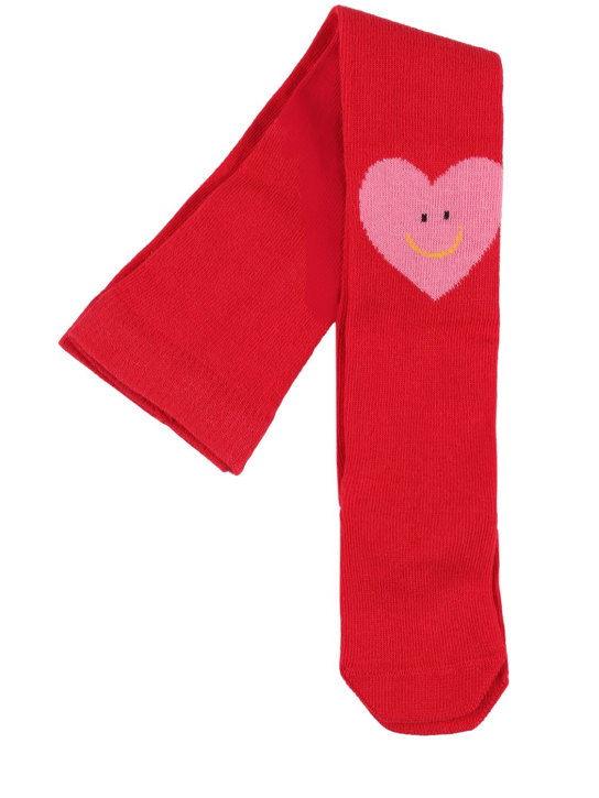 Stella Mccartney Kids: Organic cotton knit tights - Red/Pink - kids-girls_0 | Luisa Via Roma