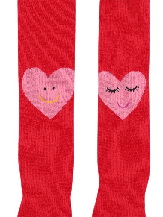 Stella Mccartney Kids: Organic cotton knit tights - Red/Pink - kids-girls_1 | Luisa Via Roma