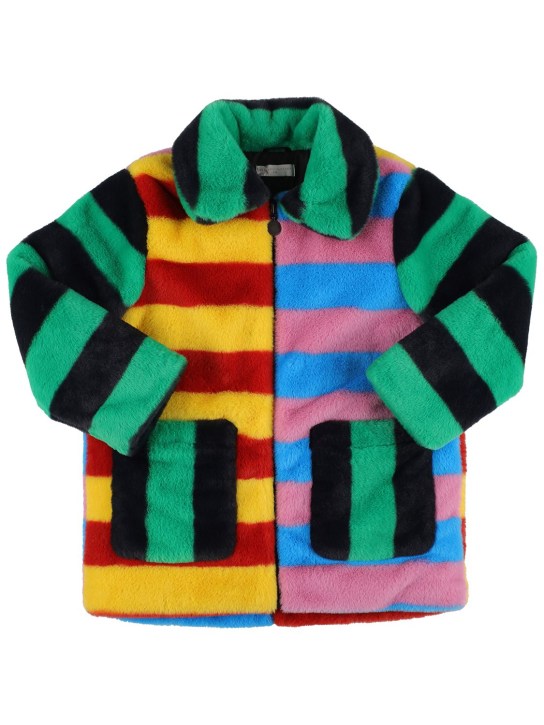 Stella Mccartney Kids: Cappotto in pelliccia sintetica riciclata - Multicolore - kids-girls_0 | Luisa Via Roma