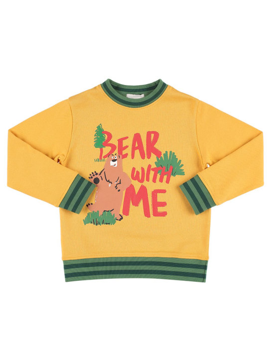 Stella Mccartney Kids: Bear print organic cotton sweatshirt - Gelb - kids-boys_0 | Luisa Via Roma