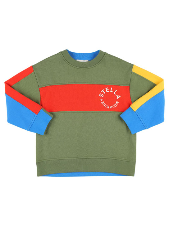 Stella Mccartney Kids: Color block organic cotton sweatshirt - Renkli - kids-boys_0 | Luisa Via Roma