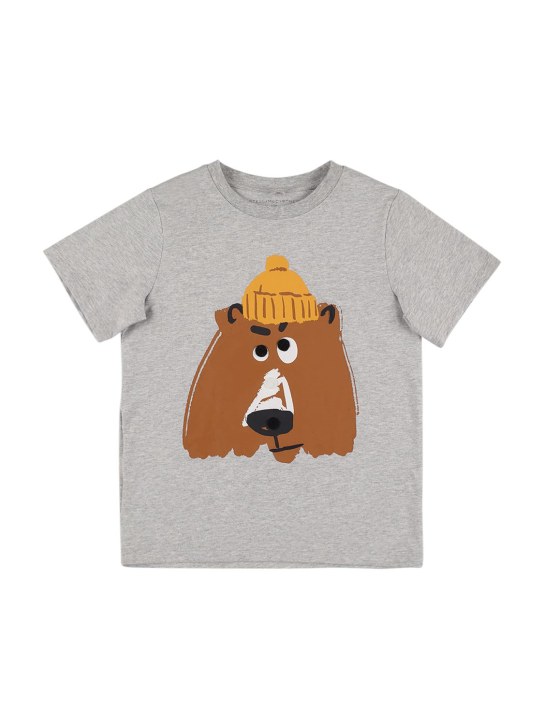 Stella Mccartney Kids: T-shirt in cotone organico con applicazioni - Grigio - kids-boys_1 | Luisa Via Roma