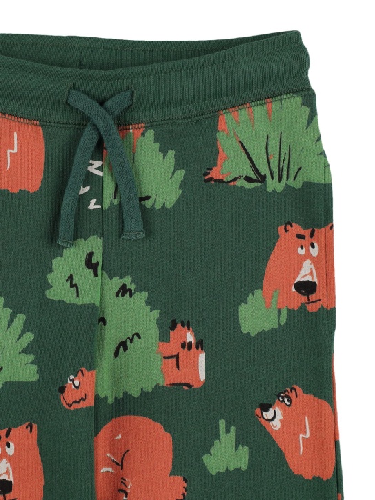 Stella Mccartney Kids: Bear print organic cotton sweatpants - Grün/Braun - kids-boys_1 | Luisa Via Roma