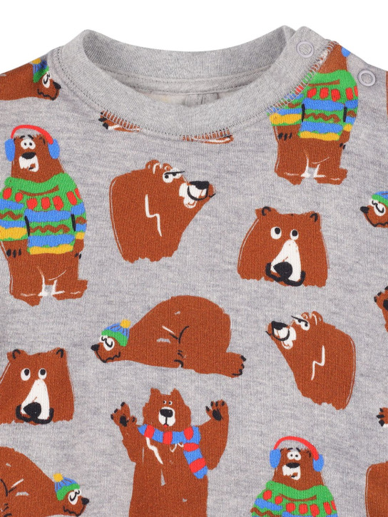 Stella Mccartney Kids: Bear print organic cotton sweatshirt - Grey/Brown - kids-boys_1 | Luisa Via Roma
