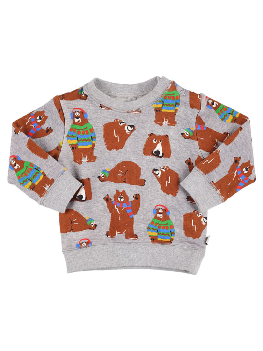 Stella Mccartney Kids: Bear print organic cotton sweatshirt - Grau/Braun - kids-boys_0 | Luisa Via Roma