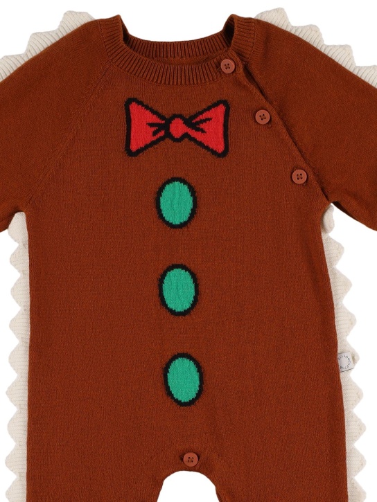 Stella Mccartney Kids: Intarsia organic cotton knit romper - Bej - kids-boys_1 | Luisa Via Roma