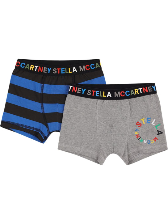 Stella Mccartney Kids: Set di 2 boxer in cotone organico - Multicolore - kids-boys_0 | Luisa Via Roma