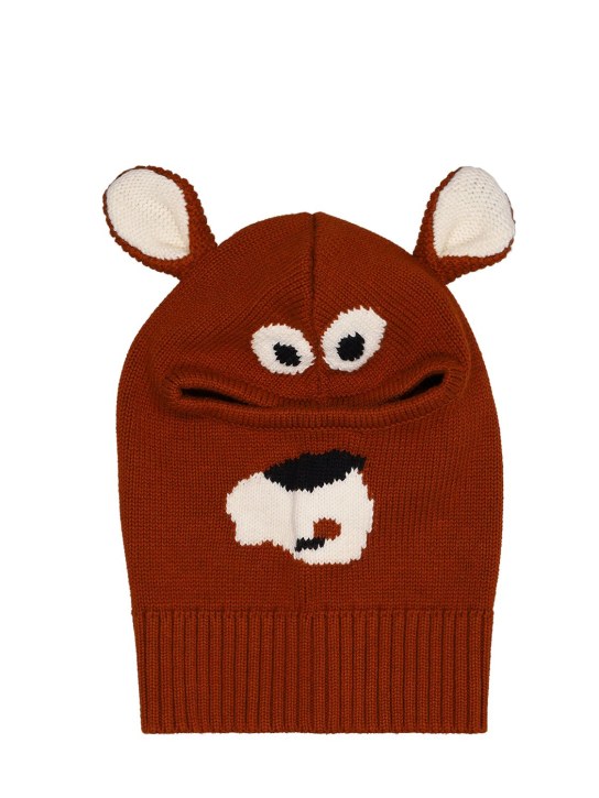 Stella Mccartney Kids: Bear knit organic cotton hat w/ ears - Brown - kids-boys_0 | Luisa Via Roma