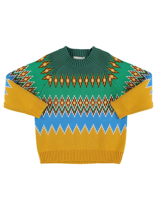 Stella Mccartney Kids: Organic cotton knit sweater - Renkli - kids-boys_0 | Luisa Via Roma