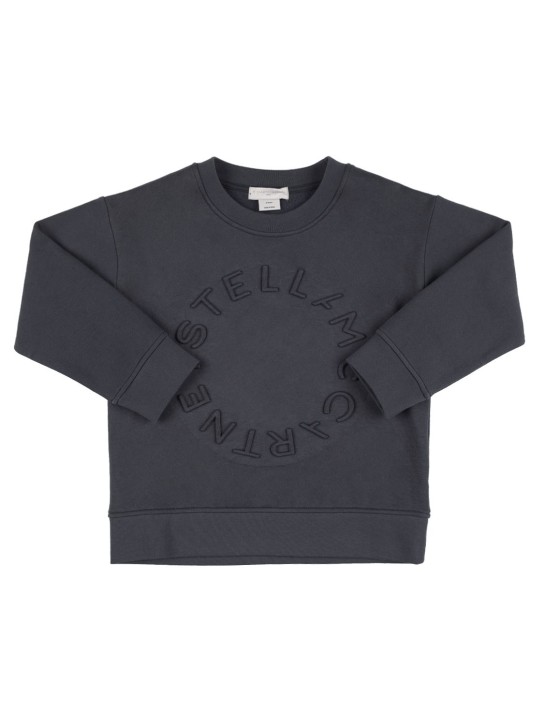 Stella Mccartney Kids: Embossed organic cotton sweatshirt - Navy - kids-girls_0 | Luisa Via Roma