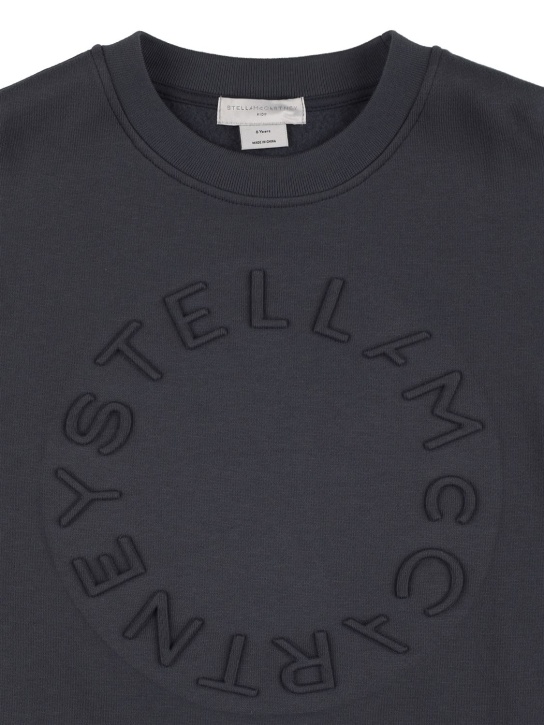 Stella Mccartney Kids: Sweat-shirt en coton biologique embossé - Bleu Marine - kids-boys_1 | Luisa Via Roma