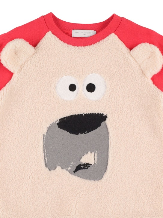 Stella Mccartney Kids: Bear organic cotton sweatshirt - Kırmızı/Beyaz - kids-girls_1 | Luisa Via Roma
